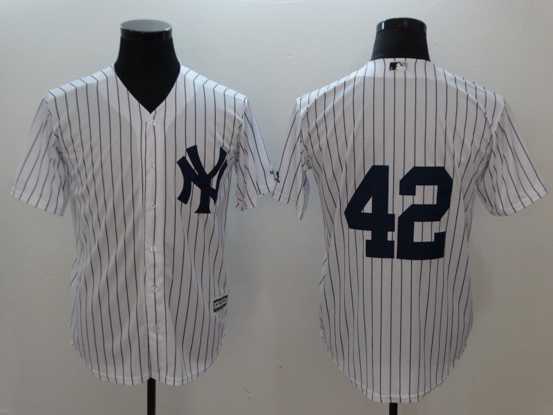 Men New York Yankees #42 Rivera White stripes Game MLB Jerseys->women mlb jersey->Women Jersey